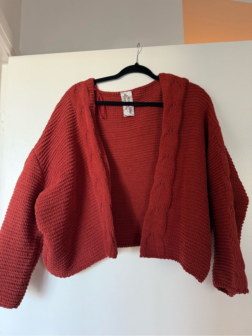 Cozy Open-Front Chunky Knit Cardigan Sweater - Rust